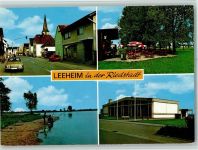 64560 W6086 Leeheim , Kr Groß-Gerau - Ortsansichten Kirche Kiosk Angeln am Ufer 4-Bidlaufnahme