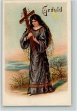 Serie 178 - Geduld, Frau hält ein Kreuz AK Serie 1906 Prägedruck