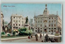 20100 Milano Künstlerkarte Piazza Cordusio Straßenbahn