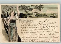 Jugendstil - Mittwoch - sign Fründt 1899 litho Tag