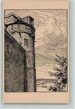 W7400 Tübingen Bildkarte aus Schwaben Reihe 2/3 Karte 5, Sternwartenturm auf dem Schloß, Federzeichnung, sehr gute Erhaltung Ubbelohde, O.