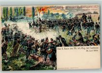 Custoza Das II. Baon des 36. Inf. Regiment , 1866 - Schlacht - Unabhängigkeitskrieg Militär Italien 1900 Lithographie