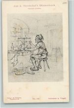Aus Hendschels Skizzenbuch Nr. 93 AK Der Schuster und der Vogelkäfig, Berufe Rommel 1900 Künstlerkarte