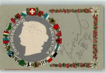 Confederatio Edelweiss Wappen 1907 Lithographie / Prägedruck