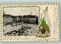 O8000 Dresden Altmarkt Wappen 1902 Lithographie / Prägedruck