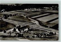 W8874 Leipheim Luftbild - Autobahnhof , gute Erhaltung AK Autobahn 1958 Foto AK