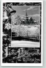 35630 W6332 Dillheim , Kr Wetzlar - Kirche Winter Glocken Tannenbaum