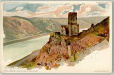 W5425 Kaub Schloß Gutenfels Verlag Freytag Nr. 23 III. Serie "Der Rhein" Verlag Lithographie / Künstlerkarte