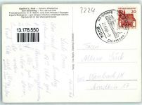 83339 W8224 Chieming - Gasthaus Zur Post Inh. Johann Wiederhut Gastraum Kachelofen gedeckter Tisch Fahrrad Gewölbe Wandbemalung