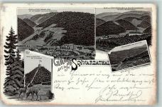 Schwarzatal 1896 Gebrauchsspuren Fürst Bismark-Höhe bei Sitzendorf Lithographie