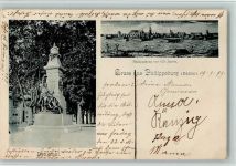 76661 W7522 Philippsburg , Baden 1899 - Denkmal Gesamtansicht vor 100 Jahren 2-Bildaufnahme