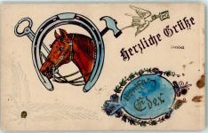 Pferd Hufeisen AK Handgemacht Ritz AK