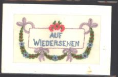 Auf Wiedersehen AK Seide (gestickt) AK mit Stickerei