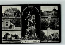 32049 W4900 Herford - Kreisständehaus Linnenbauer-Standbild Bahnhof Wittekinds-Denkmal Rathaus Herthabrücke Alter Markt Mehrfachaufnahme