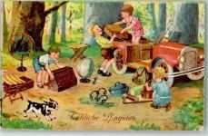 Verlg WS+SB 8097, Picknick, Kinder mit Auto AK Radio 1929