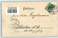 01796 O8300 Pirna 1899 Lithographie Rathaus Heilanstalt Sonnenstein Stadtkirche Kaiserl. Postamt