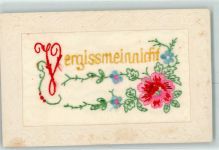 Seidenstickerei Blumen Vergissmeinnicht Passepartout AK Seide (gestickt) AK mit Stickerei