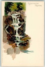 38855 O3700 Wernigerode Lithographie / Künstlerkarte Steinerne Renne W. Illner