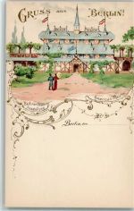 W1000 Berlin Mitte Gruss aus - American Theater, sehr gute Erhaltung AK Gewerbeausstellung Lithographie