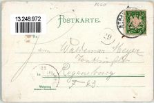 94315 W8440 Straubing 1898 Gebrauchsspuren Stadtplatz Kriegerdenkmal Kirche St. Peter Bogenberg Lithographie