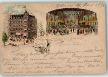 10115 W1000 Berlin Mitte 1896 Gebrauchsspuren Unter den Linden Gasthaus Cafe Bauer Lithographie