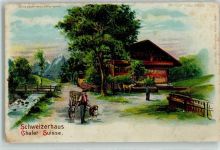 Schweizerhaus Chalet Suisse Hundekarren Nr 8412 HGL, Verlag Meteor Lithographie