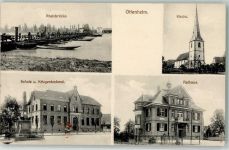77963 W7635 Ottenheim , Schwarzw Foto AK Rheinbrücke Schule Kriegerdenkmal Rathaus