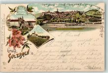 92237 W8458 Sulzbach-Rosenberg 1899 Gebrauchsspuren Kasernen Annaberg Bahnhof Lithographie