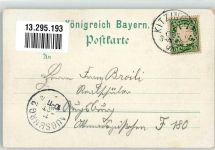 97318 W8710 Kitzingen 1897 Gebrauchsspuren Lithographie Falterturm Rathaus Königsplatz Kriegerdenkmal