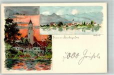82402 W8124 Seeshaupt 1901 Lithographie Adelskorrespondenz Kirche
