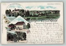 01737 O8211 Grillenburg 1897 Lithographie Gruss aus - Gasthof, Försterei, AK