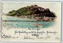 W5400 Ehrenbreitstein Raddampfer Rheinschiff Nr 36910 HGL 1900 Lithographie