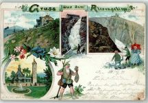 Prinz Heinrich Baude 1899 Lithographie Schneekoppe Elbefall Grosse Schneegrube Kirche Wang