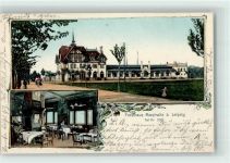04416 O7113 Raschwitz 1905 Lithographie Forsthaus Raschwitz Gaststube Passepartout