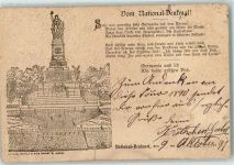 65385 W6220 Rüdesheim am Rhein 1891 Gebrauchsspuren Vorläufer Druck 1880-1889 , Lithographie National-Denkmal