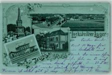 25551 W2214 Lockstedt , Holst 1900 Lithographie / Mondschein Kriegerdenkmal Bahnhof Hauptwache Lockstedter Lager