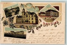 04651 O7232 Bad Lausigk 1901 Lithographie Badehaus Rathaus Kaiserl. Postamt Königl. Amtsgericht bahnhof