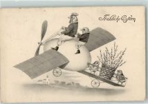 Ostern Küken vermenschlicht AK Glückwunsch Flugzeug 1911