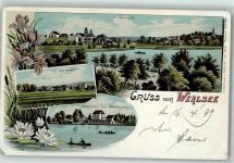 15537 O1252 Werlsee 1899 Gebrauchsspuren Grünheide Gottesbrück Gasthaus Zum Dampfschiff Seerosen Lithographie