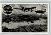 Der Plattensee - Balaton - Landkarte AK Flugzeug vor 1945 Foto AK