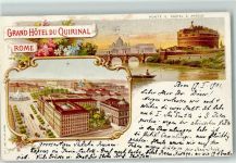 00100 Roma Lithographie Grand Hotel du Quirinal Ponte E Castel S. Angelo