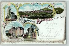 34576 W3588 Homberg , Efze Lithographie Kirche Ruine Seminar Kriegerdenkmal