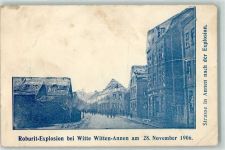 58452 W5810 Annen 1906 Gebrauchsspuren Roburit Explosion Straße in Annen nach der Explosion