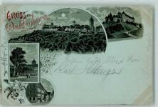 74638 W7112 Waldenburg , Württ 1899 Lithographie / Mondschein Fürstl. Schloss Linde