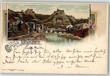 55743 W6580 Idar-Oberstein 1897 Lithographie Burg Ruine