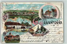 99958 O5823 Gräfentonna 1905 Lithographie Schloß Keltenburg-Zuchthaus Gasthaus Kellerhof Markt Kirche St. Peter und Pauli