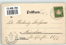 85435 W8058 Erding 1898 Gebrauchsspuren Marktplatz Heiligblut Wappen Lithographie