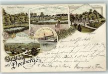 26160 W2903 Dreibergen 1898 Gebrauchsspuren Kegelbahn neue Logierhalle Gasthaus Dreibergen Feldhus Dampfer Dreibergen Lithographie