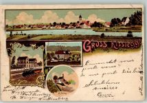 88353 W7964 Kißlegg 1904 Gebrauchsspuren Bahnhof St. Anna Gräfl. Schloß Lithographie
