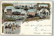 25761 W2242 Büsum 1898 Lithographie Krabbenfängerin Wattläufer Strandhotel Strandhalle